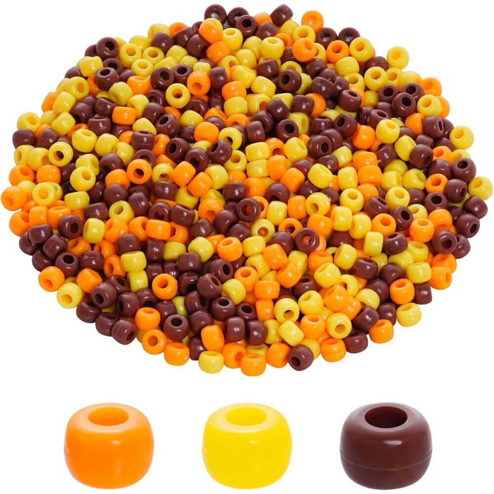 1000 Pcs Fall Thanksgiving Beads Assorted Opaque Round Plastic Beads for Home De
